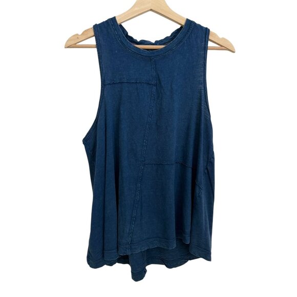 Pilcro Anthropologie Cotton Burnout Twist Back Tank Blue Small Boho Lagenlook - Picture 1 of 6